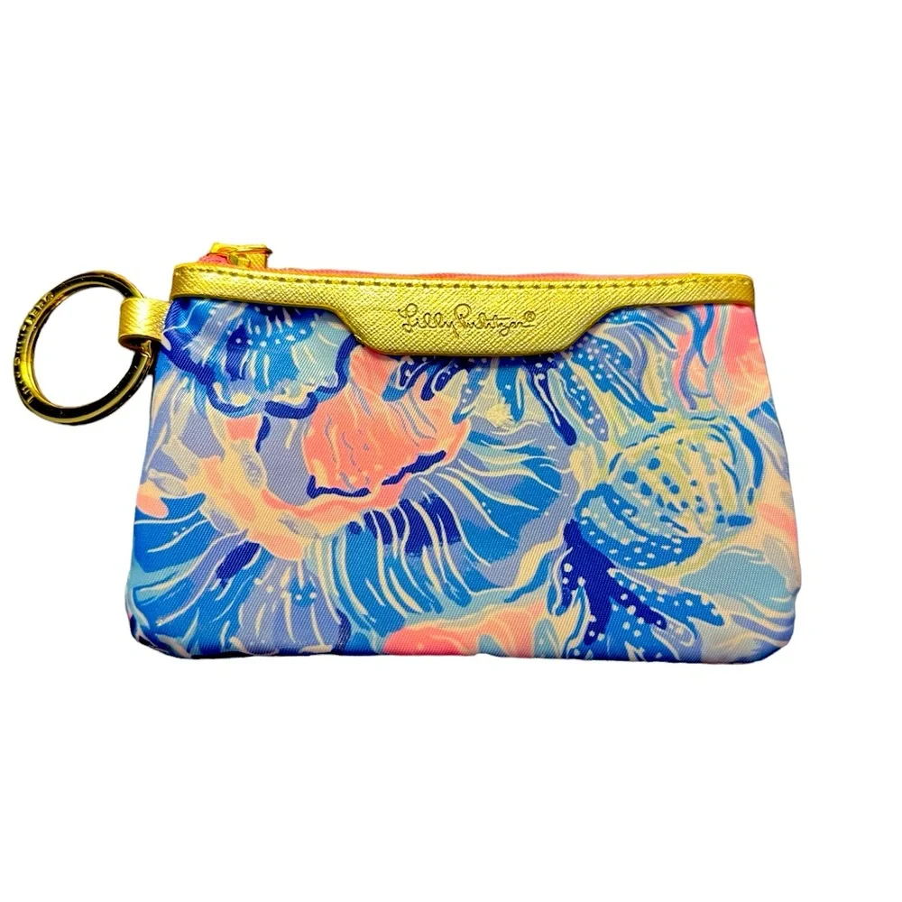 LILLY PULITZER keyring change purse/wallet with ID window NWOT